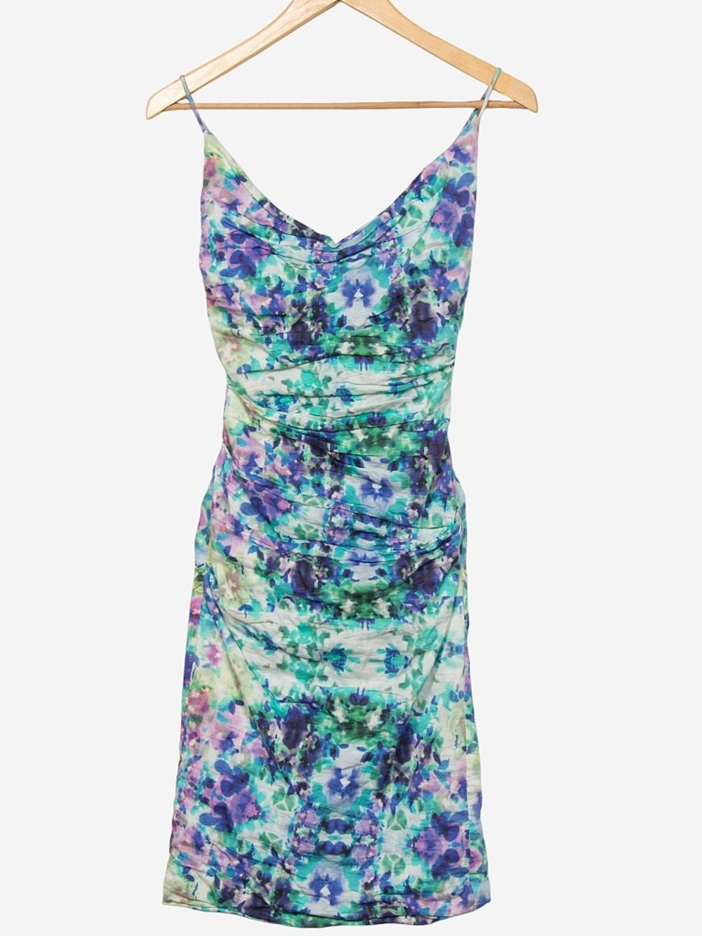 vintage y2k nicole miller floral water color siren-core bandage dress